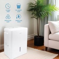 Keystone - 50-Pint Portable Dehumidifier - White - Left View