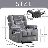 Bestier Massage Recliner Chair with Heat and Vibration Manual Overstuffed Recliners Soft - Light ... - Left View