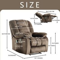 Bestier Massage Recliner Chair with Heat and Vibration - Manual Overstuffed Recliners Soft - Brown - Left View