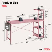 Bestier Gaming Desk with LED Lights, Storage Shelves, and Side Bag - 61