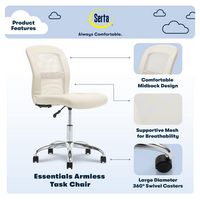 Serta - Essentials Mesh Task Office Chair - Ivory - Left View