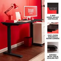 True Seating - Ergo Electric Height Adjustable Standing Desk - Black - Left View