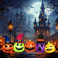 Costway - 9 FT Inflatable Pumpkin Patch Family Blow up Yard Halloween Decoration with Built-in LE... - Left View