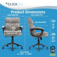 Click365 - Transform 2.0 Extra Comfort Ergonomic Mid-Back Desk Chair - Light Gray - Left View