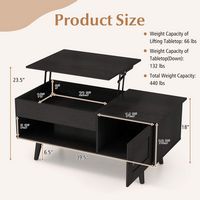 Costway Lift Top Coffee Table with Storage Hidden Compartment Cabinet & Open Shelf - Black - Left View