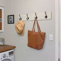 TRINITY - DRAKESTONE | Coat and Towel Rack w/ 4 Double Hooks | - White Wash - Left View
