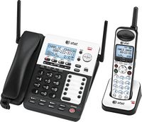 AT&T - SB67138 SynJ® Expandable 4-Line Corded/Cordless Small Business Phone System - Black/Silver - Left View