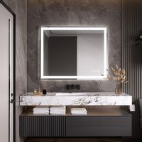 LOVMOR - 36 x 28 Inches Tempered Glass LED Bathroom Mirror with Anti-Fog & 3-Color Dimmable Light... - Left View