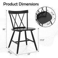Costway Dining Chairs Set of 2 Farmhouse Kitchen Chair with Rubber Wood Frame - Black - Left View