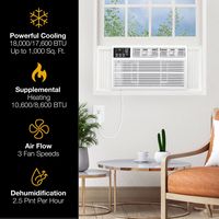 Whirlpool - 1,000 Sq. Ft. 18,000 BTU 230V Window Mounted Air Conditioner with Supplemental Heat -... - Left View