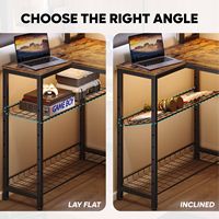 Bestier - L-Shaped Gaming Desk with Power Outlets, LED Lighting and Monitor Stand - Brown - Left View