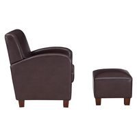 OSP Home Furnishings - Aiden Chair & Ottoman Faux Leather - Cocoa - Left View