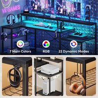 Bestier 71inch L-Shaped LED Gaming Desk with Power Outlet Computer Desk - Black Carbon Fiber - Left View