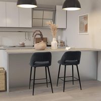 CorLiving - Talia Velvet Counter Height Barstool (Set of 2) - Black - Left View