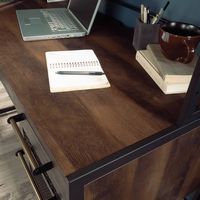Sauder - Briarbrook Single Ped Desk-Mesh Draw 3a - SGS Laminate Barrel Oak - Left View