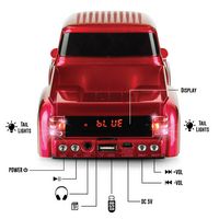 QFX - Retro Truck Portable Bluetooth Speaker with Bass Radiator and LED Lights - Red - Left View