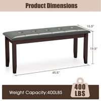 Costway - Upholstered Dining Bench w/Padded Seat for Kitchen Bedroom Entryway - Grey - Left View