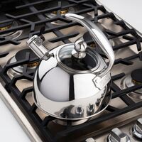 Viking - 2.6 Quart Whistling Tea Kettle with 3-Ply Base - Stainless Steel - Left View