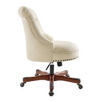 Linon Home Décor - Scotmar Plush Button-Tufted Adjustable Office Chair With Wood Base - Beige - Left View