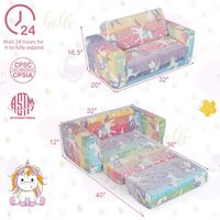 Costway - 2-in-1 Flip Out Kid’s Sofa Chair Convertible Toddler Couch to Lounger - Colorful - Left View
