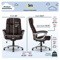 Serta - Fairbanks Bonded Leather Big and Tall Executive Office Chair - Chestnut - Left View