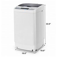 Costway - Portable Compact Washing Machine 1.3 Cu. Ft. Spin Washer Drain Pump 8 Water Level - Gray - Left View