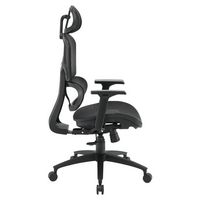 OSP Home Furnishings - Mesh Back with Headrest and Adjustable Arms on Nylon Base - Black - Left View