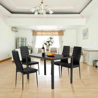Costway 5 Piece Kitchen Dining Set Glass Metal Table 30