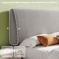Pinmoco - Queen Size Adjustable Ergonomic Upholstered Foam Headboard - Gray - Gray - Left View
