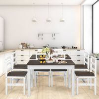 Costway 5pcs Dining Set Solid Wood Compact Kitchen Table & 4 Chairs Modern - Walnut, White - Left View