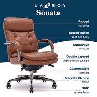 La-Z-Boy - Sonata Executive Mid-Back Bonded Leather Office Chair - Cognac and Graphite - Left View