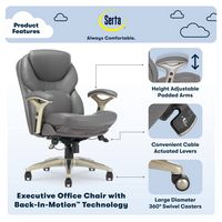 Serta - Upholstered Back in Motion Health & Wellness Manager Office Chair - Bonded Leather - Gray - Left View