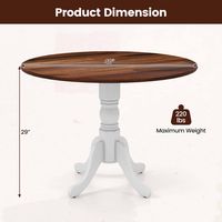 Costway 4-Person Dining Table Wooden Kitchen Table with Solid Rubber Wood Frame for Kitchen - Whi... - Left View