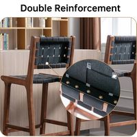 Bestier - Set of 2 Counter Height Bar Stools, Faux Leather Woven Strips Counter Stools with Back,... - Left View