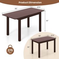 Costway Extendable Dining Table Folding Rubber Wood Table for 4 People with Safety Locks - Cherry... - Left View