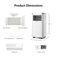 Costway 5000 BTU (8000 BTU ASHRAE) Portable Air Conditioner Cools up to 230 sq.ft 3-in-1 Air Cool... - Left View