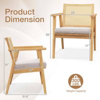 Costway Mid Century Modern Accent Chairs Set of 4 with Breathable Rattan Back Dining Room - Natural - Left View
