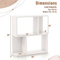 Costway 2 PCS 3-Tier Bookshelf Geometric Bookcase Side Table with Open Storage Display Shelf - White - Left View