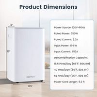 Costway 52 Pint Dehumidifier for Basement 4500 Sq. Ft Portable Dehumidifier 24H Timer - White - Left View