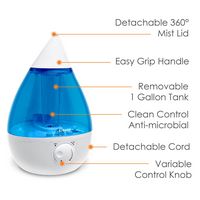 CRANE - 1 Gal. Ultrasonic Cool Mist Humidifier - Blue/White - Left View