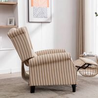 Bestier - Classic Wide Upholstered Stripe Recliner with Wing Back - 31