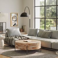 Simpli Home - Rayburn Drum Coffee Table - Natural - Left View