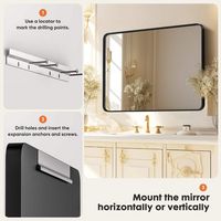 Bestier 36 x 24 Inches Bathroom Mirror Tempered Glass LED Vanity Mirror for Wall,Aluminum Alloy F... - Left View