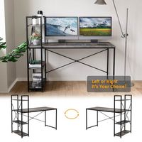 Bestier - Modern Office Desk with Storage Shelf, Headset Hook, and Reversible Bookshelf - 56
