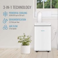 Keystone - 250 Sq. Ft. Portable Air Conditioner with Dehumidifier - White - Left View