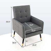 Costway - Modern Linen Accent Chair with Solid Metal Legs - Gray - Left View