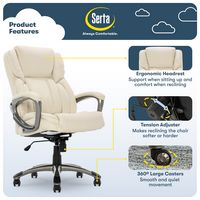 Serta - Garret Bonded Leather Executive Office Chair with Premium Cushioning - Ivory White - Left View