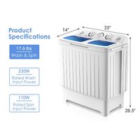 Costway - Portable Mini Compact Twin Tub 20 lb. Washing Machine Washer Spin Dryer - White - Left View