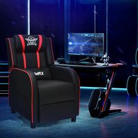 Costway - Theater Style Massage Gaming Chair - Red + Black - Left View