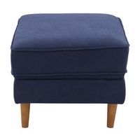 CorLiving - Mulberry Fabric Upholstered Modern Ottoman - Navy Blue - Left View